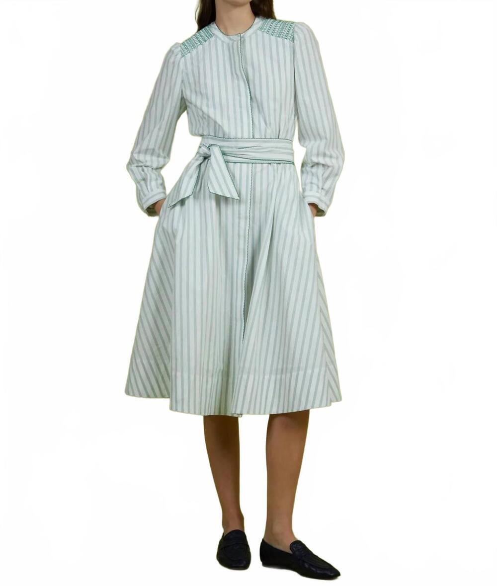 NEW LOVE BINETTI frankie dress in green striped - Picture 1 of 4